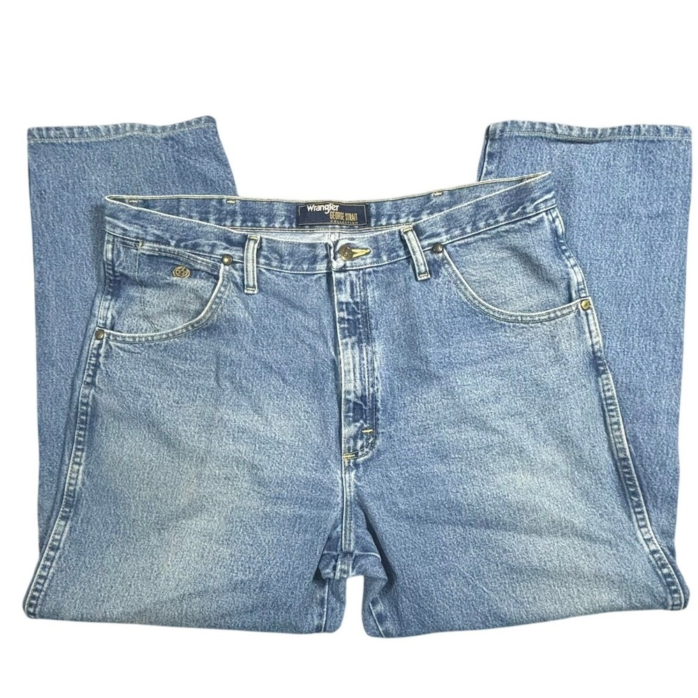Wrangler George Strait Collection Mens Blue Relaxed Straight Jeans 31MGSHD 38x30